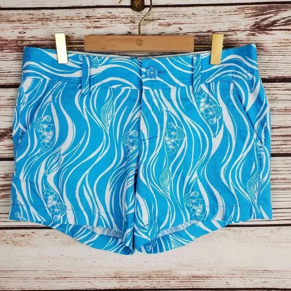 Lilly Pulitzer Womens Size 2 Blue/WhiteJoe Fish Callahan Shorts - Picture 2 of 10